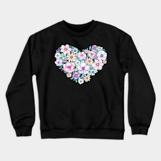 Watercolor Floral Heart Crewneck Sweatshirt